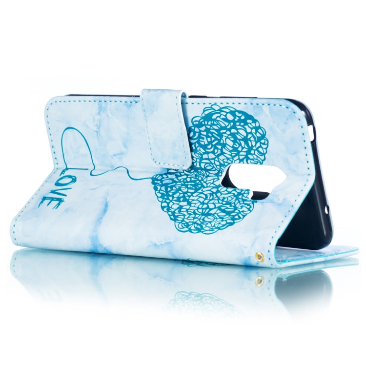 Heart + Marble Pattern Horizontal Flip Leather Case for Xiaomi Pocophone F1, with Holder & Card Slots & Wallet & Lanyard