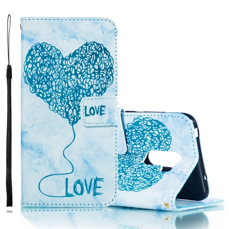 Heart + Marble Pattern Horizontal Flip Leather Case for Xiaomi Pocophone F1, with Holder & Card Slots & Wallet & Lanyard