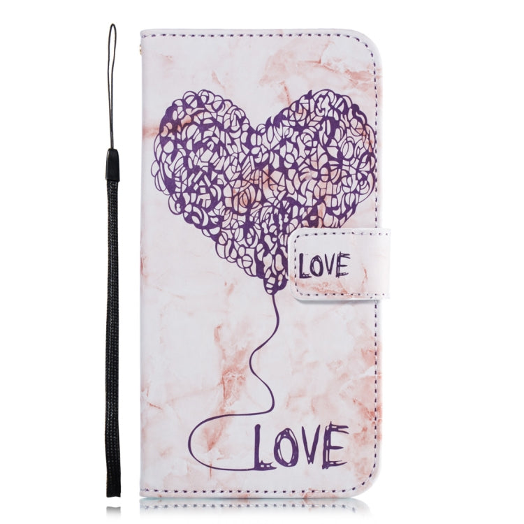 Heart + Marble Pattern Horizontal Flip Leather Case for Xiaomi Pocophone F1, with Holder & Card Slots & Wallet & Lanyard