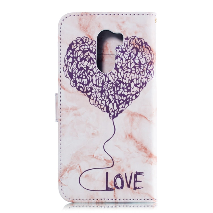 Heart + Marble Pattern Horizontal Flip Leather Case for Xiaomi Pocophone F1, with Holder & Card Slots & Wallet & Lanyard