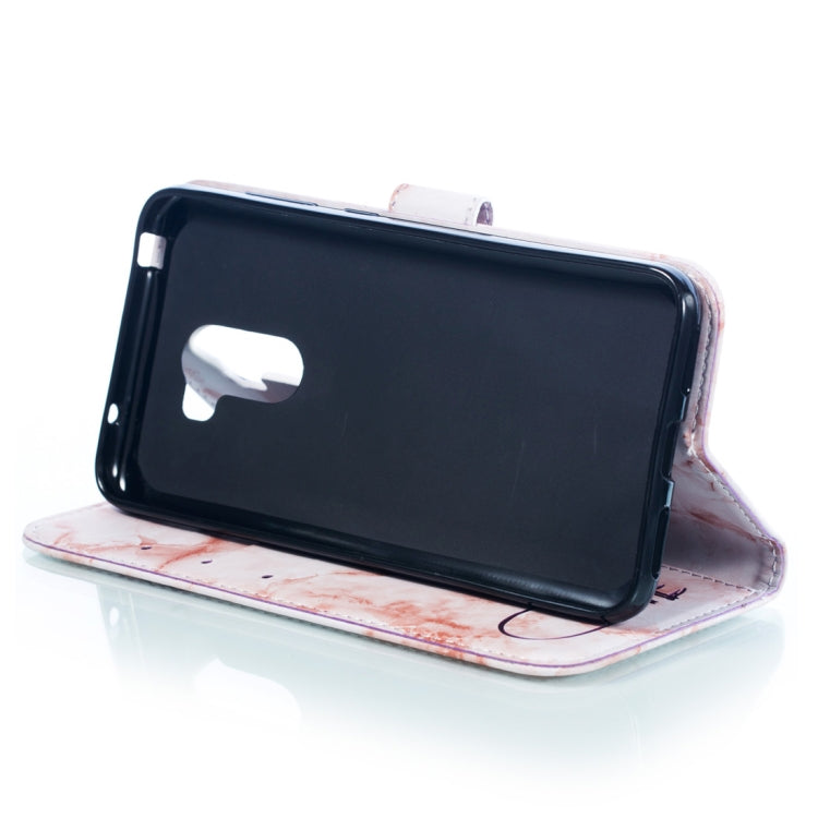 Heart + Marble Pattern Horizontal Flip Leather Case for Xiaomi Pocophone F1, with Holder & Card Slots & Wallet & Lanyard