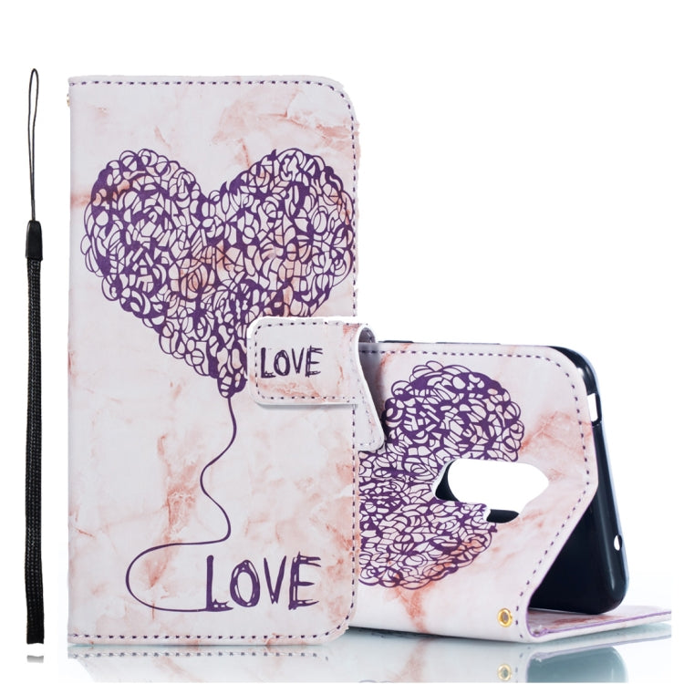 Heart + Marble Pattern Horizontal Flip Leather Case for Xiaomi Pocophone F1, with Holder & Card Slots & Wallet & Lanyard