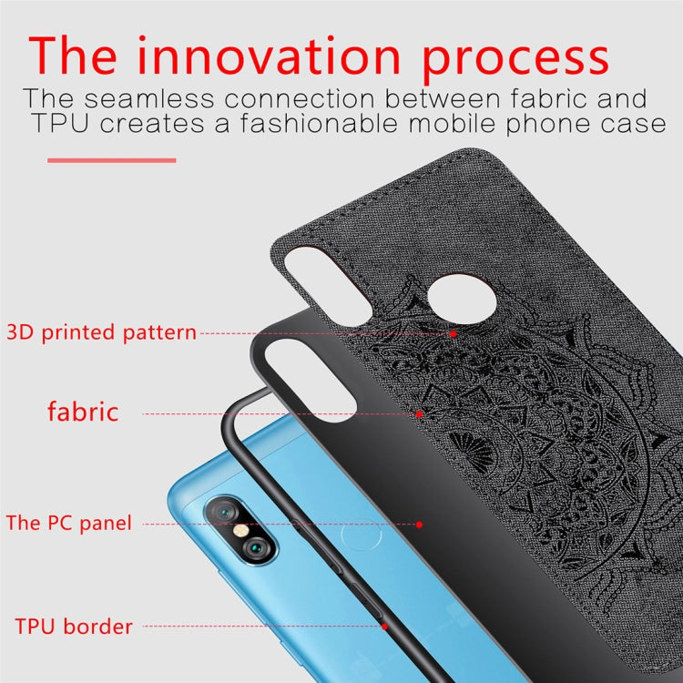Pressed Printing Mandragora Pattern Fabric Texture TPU + PC Shockproof Case for Xiaomi Redmi Note 6 Pro