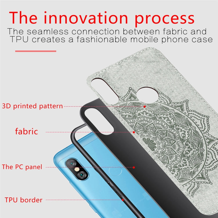 Pressed Printing Mandragora Pattern Fabric Texture TPU + PC Shockproof Case for Xiaomi Redmi Note 6 Pro