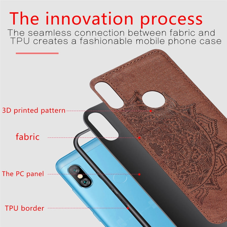 Pressed Printing Mandragora Pattern Fabric Texture TPU + PC Shockproof Case for Xiaomi Redmi Note 6 Pro