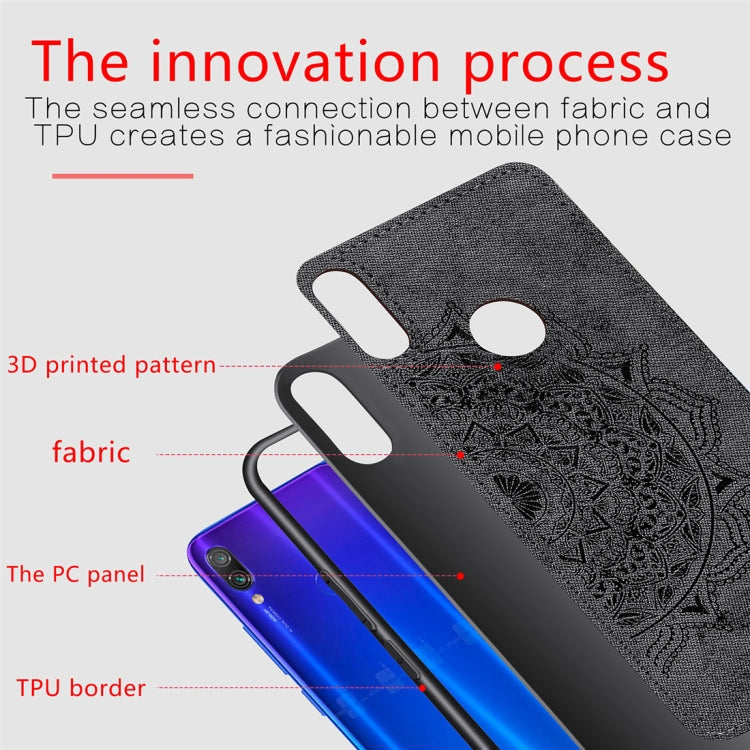 Pressed Printing Mandragora Pattern Fabric Texture TPU + PC Shockproof Case for Xiaomi Redmi Note 7