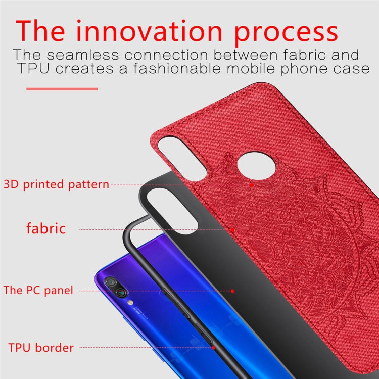 Pressed Printing Mandragora Pattern Fabric Texture TPU + PC Shockproof Case for Xiaomi Redmi Note 7