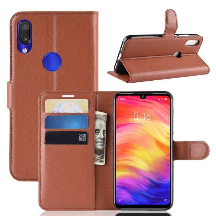 Litchi Texture Horizontal Flip Leather Case for Xiaomi Redmi Note 7, with Wallet & Holder & Card Slots
