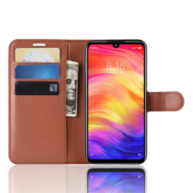 Litchi Texture Horizontal Flip Leather Case for Xiaomi Redmi Note 7, with Wallet & Holder & Card Slots