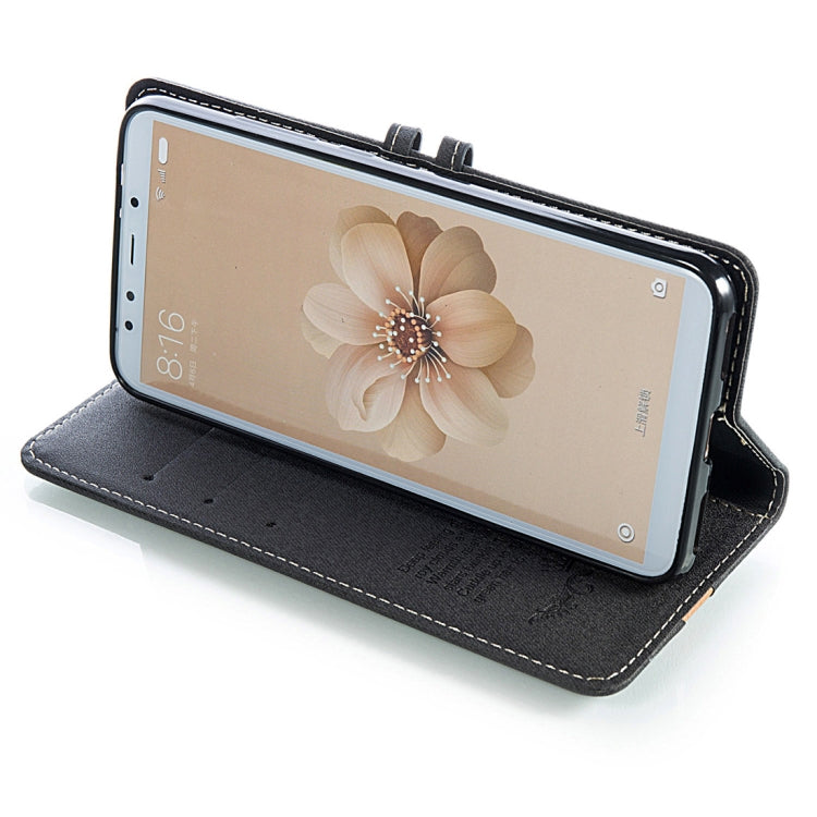Splicing Embossed Male Style Horizontal Flip Leather Case for Xiaomi Mi 6X / A2, with Holder & Card Slots & Wallet & Lanyard