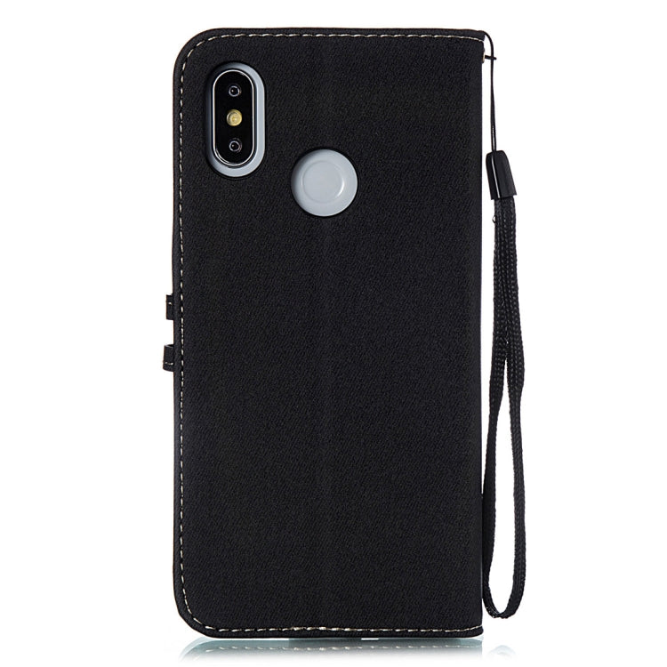 Splicing Embossed Male Style Horizontal Flip Leather Case for Xiaomi Mi 8, with Holder & Card Slots & Wallet & Lanyard