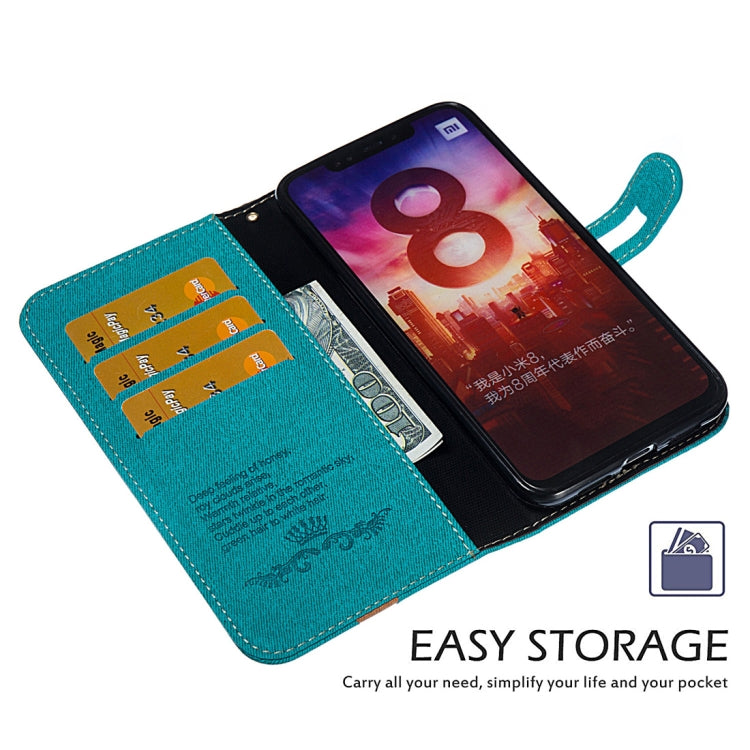 Splicing Embossed Male Style Horizontal Flip Leather Case for Xiaomi Mi 8, with Holder & Card Slots & Wallet & Lanyard