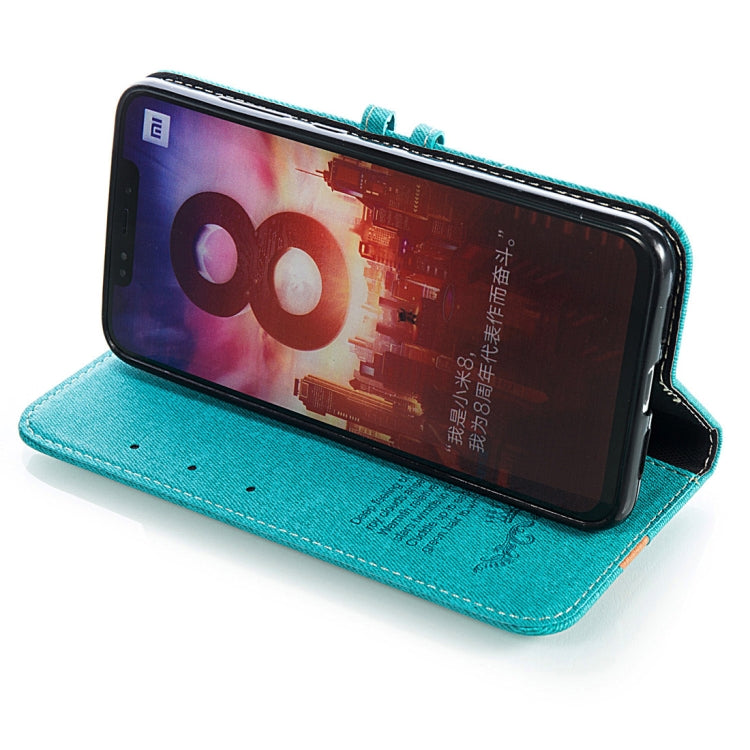 Splicing Embossed Male Style Horizontal Flip Leather Case for Xiaomi Mi 8, with Holder & Card Slots & Wallet & Lanyard