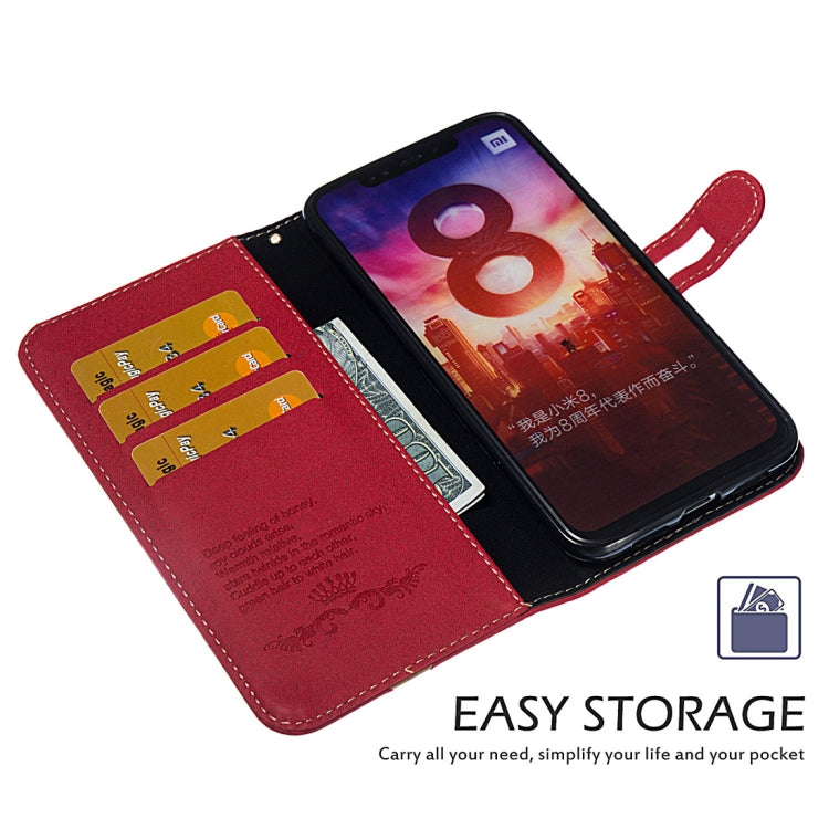Splicing Embossed Male Style Horizontal Flip Leather Case for Xiaomi Mi 8, with Holder & Card Slots & Wallet & Lanyard