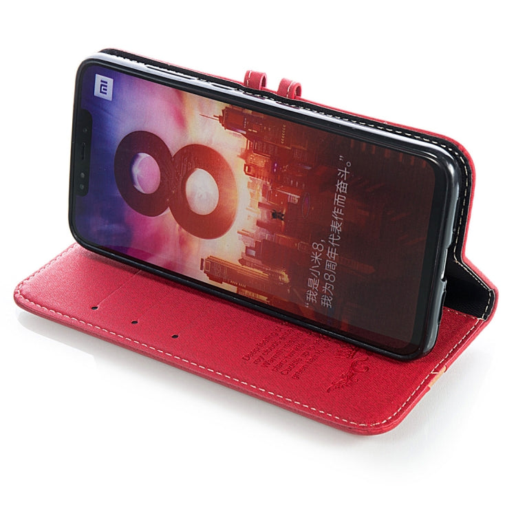 Splicing Embossed Male Style Horizontal Flip Leather Case for Xiaomi Mi 8, with Holder & Card Slots & Wallet & Lanyard