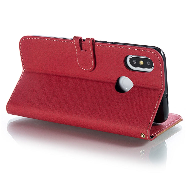 Splicing Embossed Male Style Horizontal Flip Leather Case for Xiaomi Mi 8, with Holder & Card Slots & Wallet & Lanyard