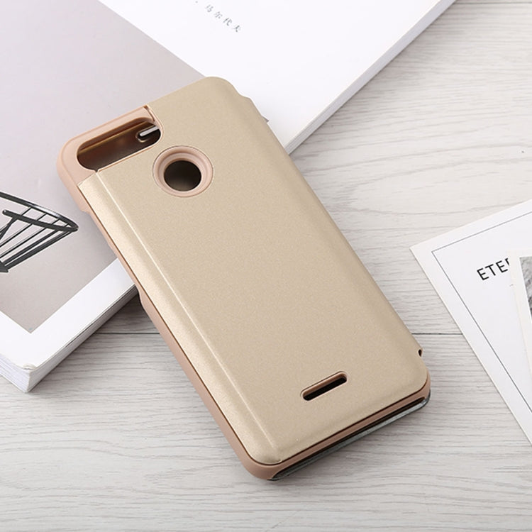 Mirror Clear View Horizontal Flip PU Leather Case for Xiaomi Redmi 6, with Holder