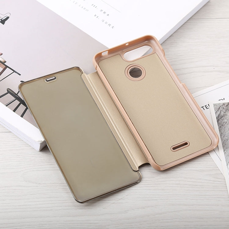 Mirror Clear View Horizontal Flip PU Leather Case for Xiaomi Redmi 6, with Holder