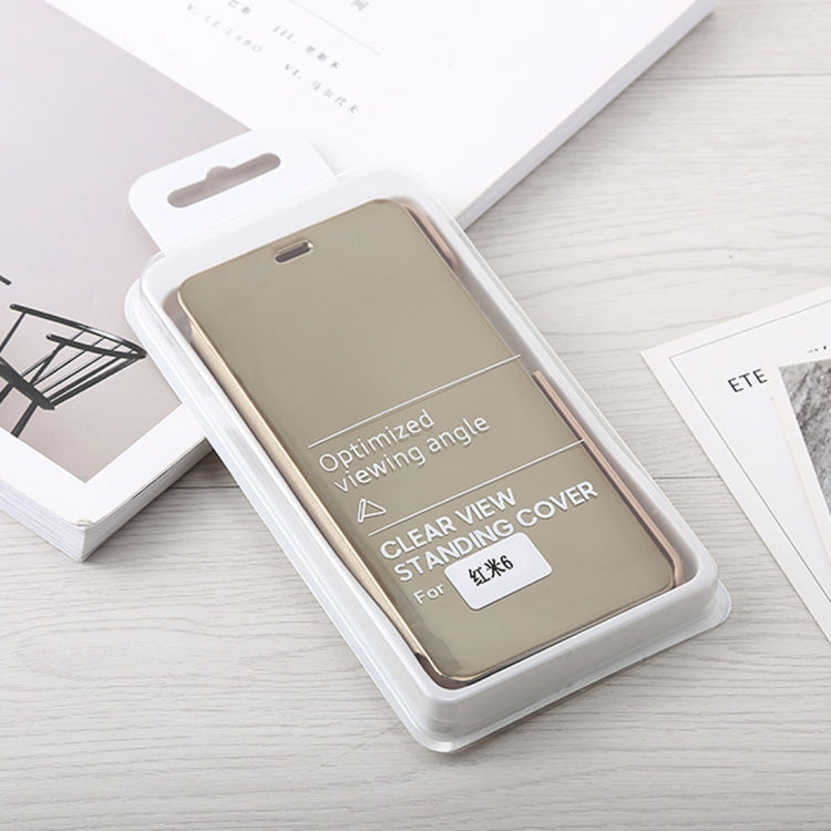 Mirror Clear View Horizontal Flip PU Leather Case for Xiaomi Redmi 6, with Holder