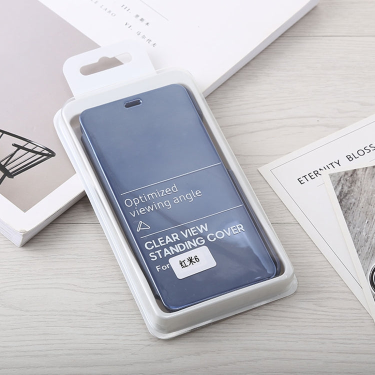Mirror Clear View Horizontal Flip PU Leather Case for Xiaomi Redmi 6, with Holder