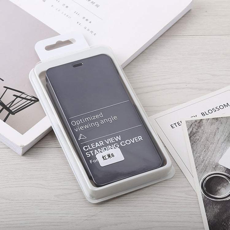 Mirror Clear View Horizontal Flip PU Leather Case for Xiaomi Redmi 6, with Holder