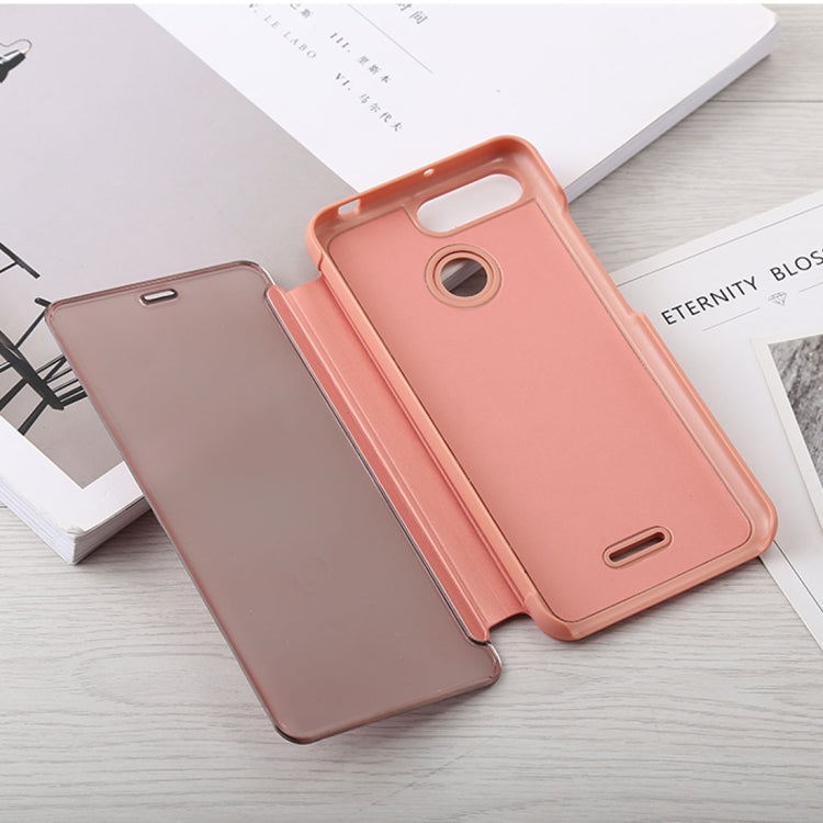 Mirror Clear View Horizontal Flip PU Leather Case for Xiaomi Redmi 6, with Holder