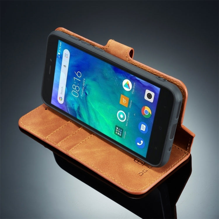 DG.MING Retro Oil Side Horizontal Flip Case for Xiaomi Redmi Go, with Holder & Card Slots & Wallet