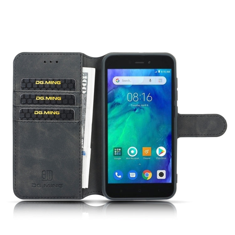 DG.MING Retro Oil Side Horizontal Flip Case for Xiaomi Redmi Go, with Holder & Card Slots & Wallet