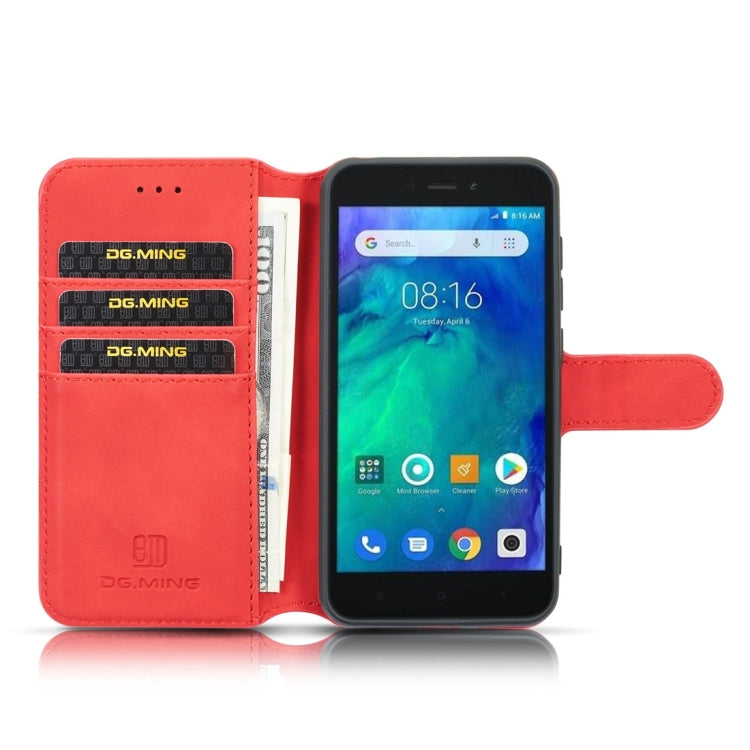 DG.MING Retro Oil Side Horizontal Flip Case for Xiaomi Redmi Go, with Holder & Card Slots & Wallet