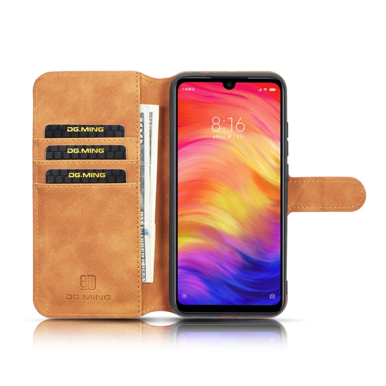 DG.MING Retro Oil Side Horizontal Flip Case for Xiaomi Redmi Note 7 / Note7 Pro, with Holder & Card Slots & Wallet