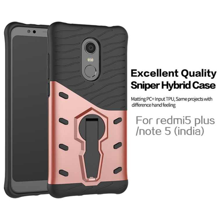 For Xiaomi Redmi 5 Plus PC + TPU Dropproof Sniper Hybrid Protective Back Case with 360 Degree Rotation Holder
