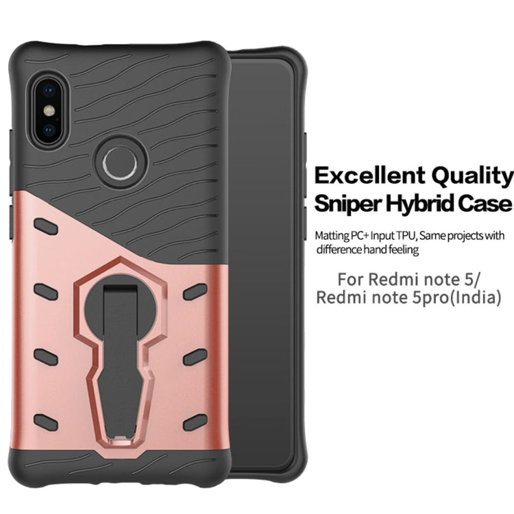 For Xiaomi Redmi Note 5 Pro PC + TPU Dropproof Sniper Hybrid Protective Back Case with 360 Degree Rotation Holder