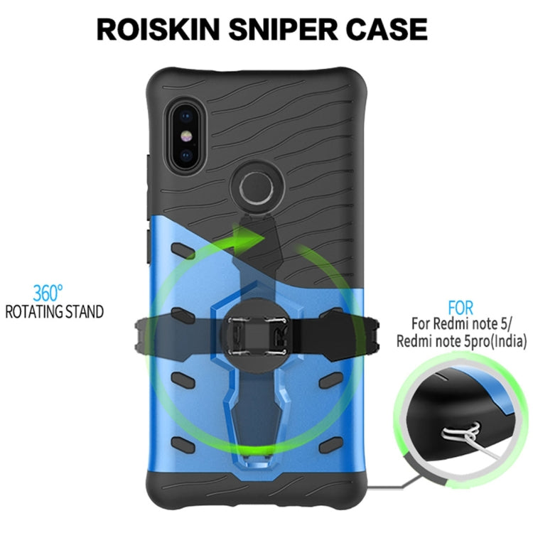 For Xiaomi Redmi Note 5 Pro PC + TPU Dropproof Sniper Hybrid Protective Back Case with 360 Degree Rotation Holder