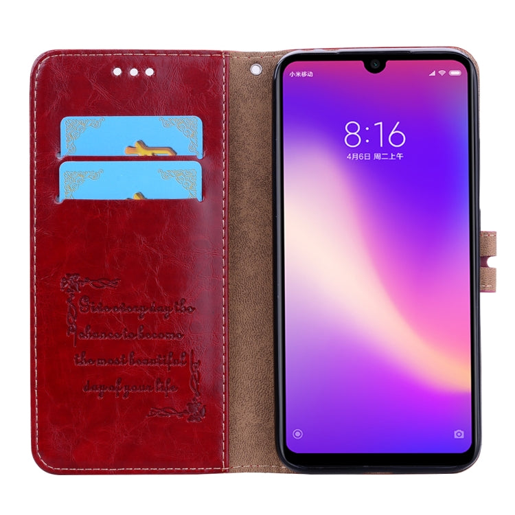 Business Style Oil Wax Texture Horizontal Flip Leather Case for Xiaomi Redmi 7, with Holder & Card Slots & Wallet