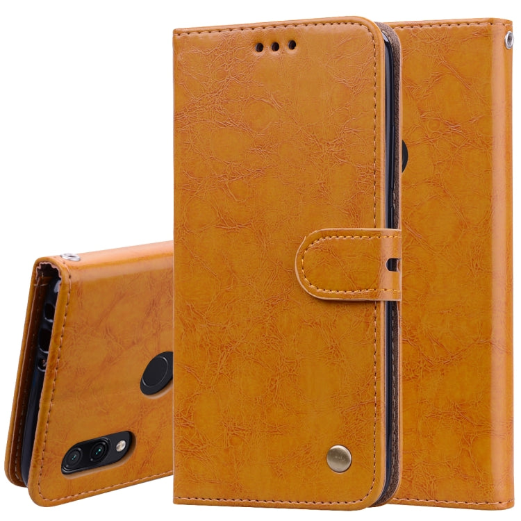 Business Style Oil Wax Texture Horizontal Flip Leather Case for Xiaomi Redmi 7, with Holder & Card Slots & Wallet