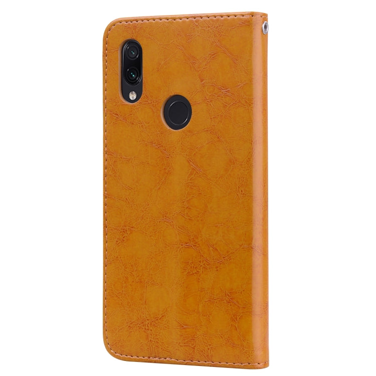 Business Style Oil Wax Texture Horizontal Flip Leather Case for Xiaomi Redmi 7, with Holder & Card Slots & Wallet