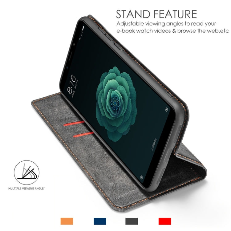 Retro Simple Ultra-thin Magnetic Horizontal Flip Leather Case for Xiaomi Redmi 6 Pro / MI A2 lite, with Holder & Card Slots & Lanyard