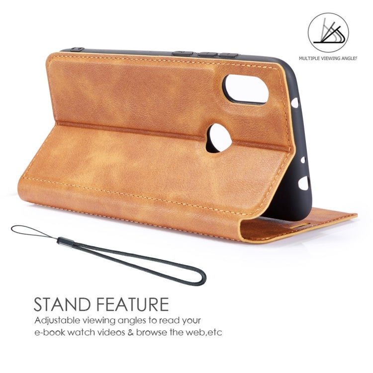 Retro Simple Ultra-thin Magnetic Horizontal Flip Leather Case for Xiaomi Redmi Note 6 / Redmi Note 6 Pro, with Holder & Card Slots & Lanyard