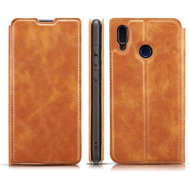 Retro Simple Ultra-thin Magnetic Horizontal Flip Leather Case for Xiaomi Redmi Note 7, with Holder & Card Slots & Lanyard