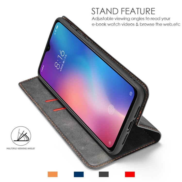 Retro Simple Ultra-thin Magnetic Horizontal Flip Leather Case for Xiaomi Mi 9, with Holder & Card Slots & Lanyard