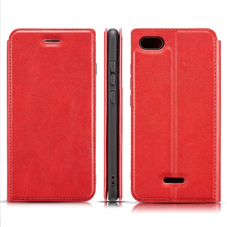 Retro Simple Ultra-thin Magnetic Horizontal Flip Leather Case for Xiaomi Redmi 6A, with Holder & Card Slots & Lanyard