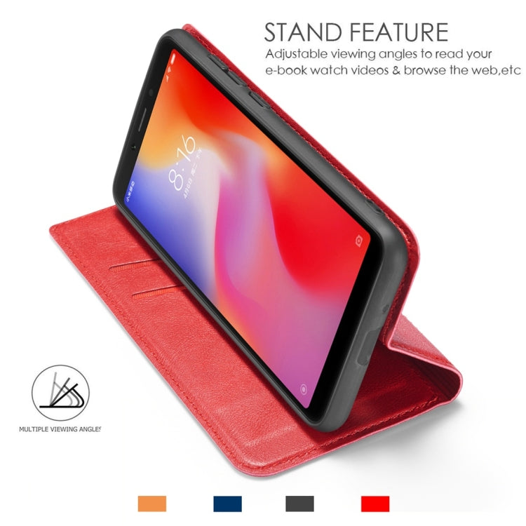 Retro Simple Ultra-thin Magnetic Horizontal Flip Leather Case for Xiaomi Redmi 6A, with Holder & Card Slots & Lanyard