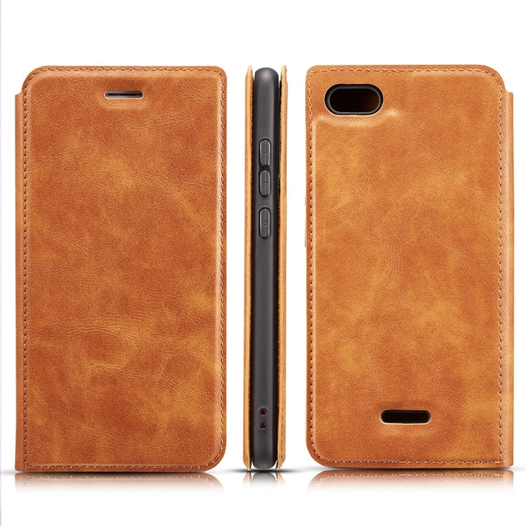 Retro Simple Ultra-thin Magnetic Horizontal Flip Leather Case for Xiaomi Redmi 6A, with Holder & Card Slots & Lanyard