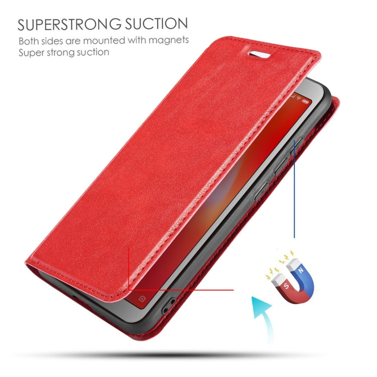 Retro Simple Ultra-thin Magnetic Horizontal Flip Leather Case for Xiaomi Redmi 6, with Holder & Card Slots & Lanyard