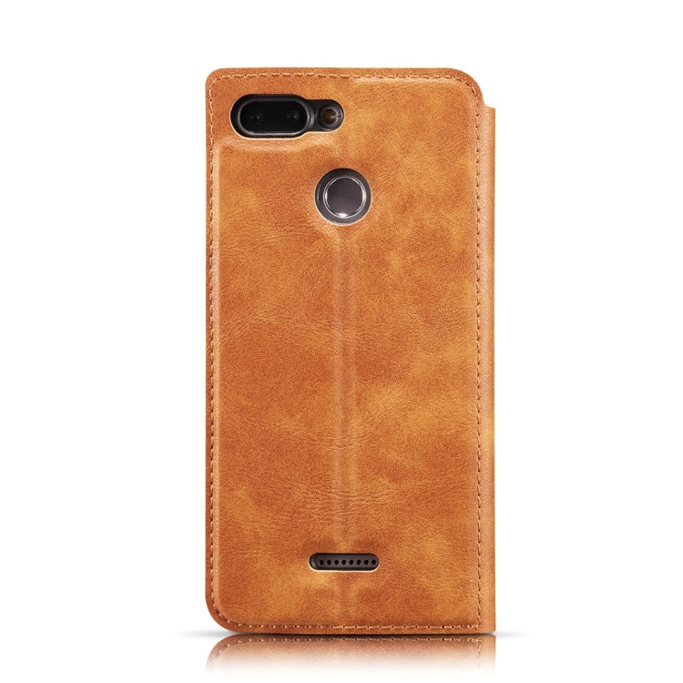 Retro Simple Ultra-thin Magnetic Horizontal Flip Leather Case for Xiaomi Redmi 6, with Holder & Card Slots & Lanyard