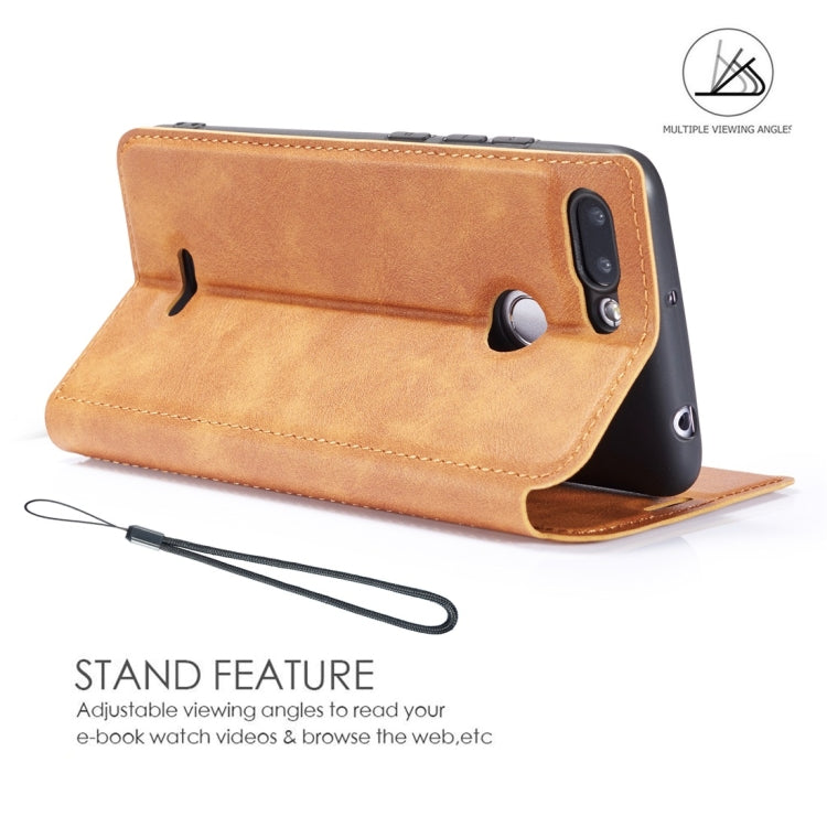 Retro Simple Ultra-thin Magnetic Horizontal Flip Leather Case for Xiaomi Redmi 6, with Holder & Card Slots & Lanyard