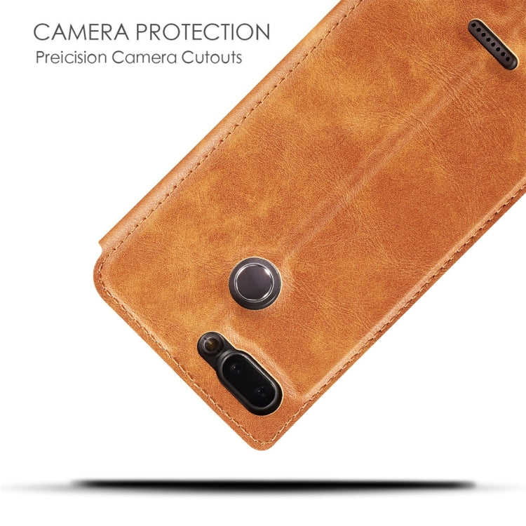 Retro Simple Ultra-thin Magnetic Horizontal Flip Leather Case for Xiaomi Redmi 6, with Holder & Card Slots & Lanyard