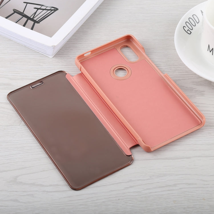 Mirror Clear View Horizontal Flip PU Leather Case for Xiaomi Redmi Note 5 Pro, with Holder