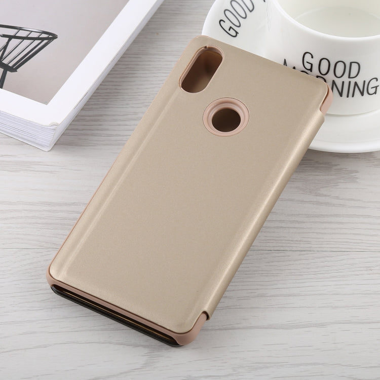 Mirror Clear View Horizontal Flip PU Leather Case for Xiaomi Mi 8, with Holder