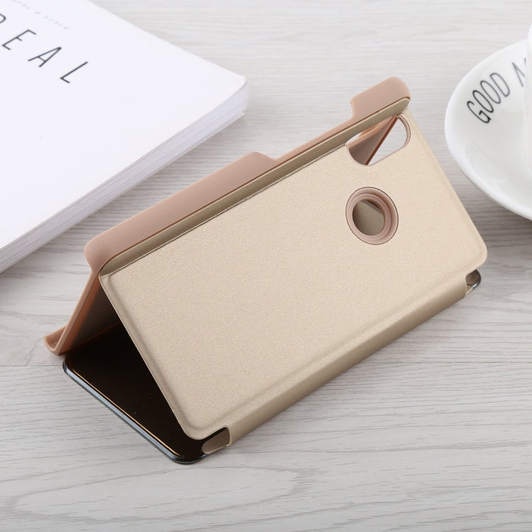 Mirror Clear View Horizontal Flip PU Leather Case for Xiaomi Mi 8, with Holder